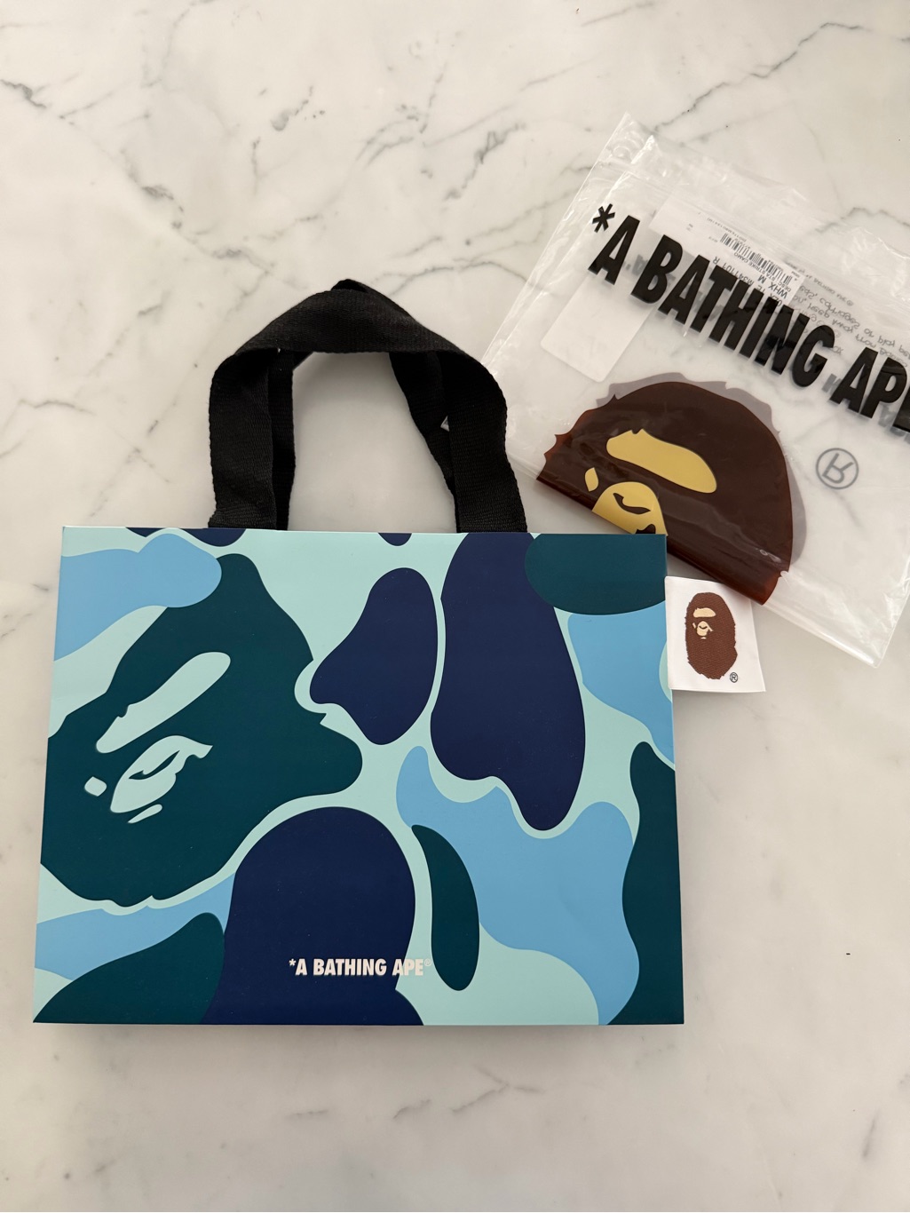 A Bathing Ape Bape Blue Camo Tote Shopping Bag Paper Tote Gift Paper Bag
